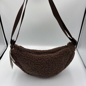 Brown Sherpa Crossbody Bag - Women's Shoulder Bag